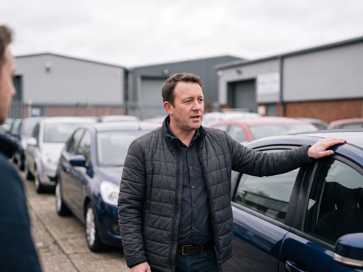 Ross Tindale, founder of Tyneline Automotive, on the forecourt