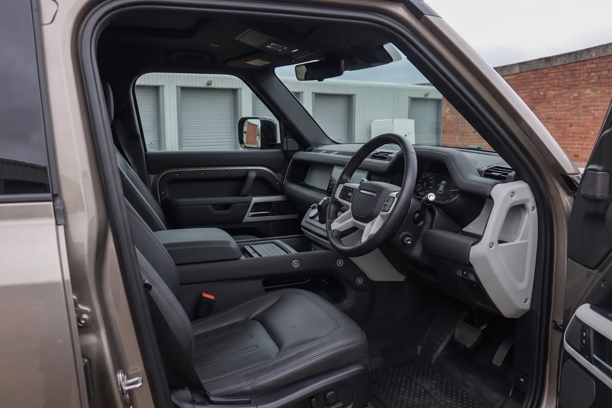 Land Rover Defender 110 D300 X-Dynamic HSE interior, looking across from the driver's side