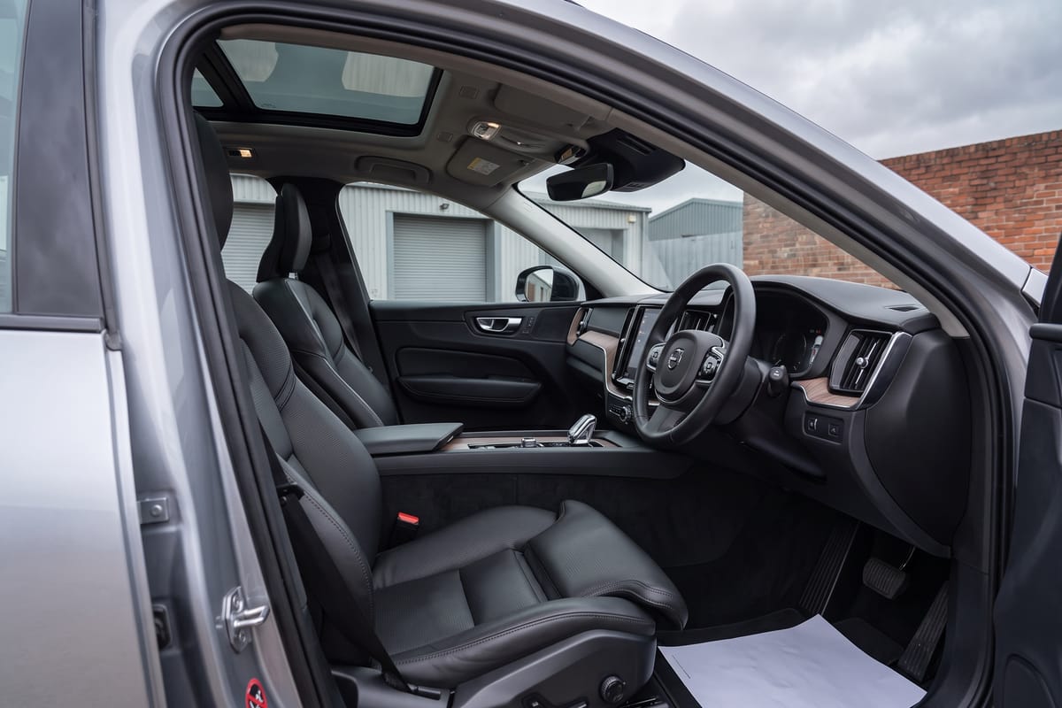 Volvo XC60 B5 Plus Dark AWD interior, looking across from the driver's side